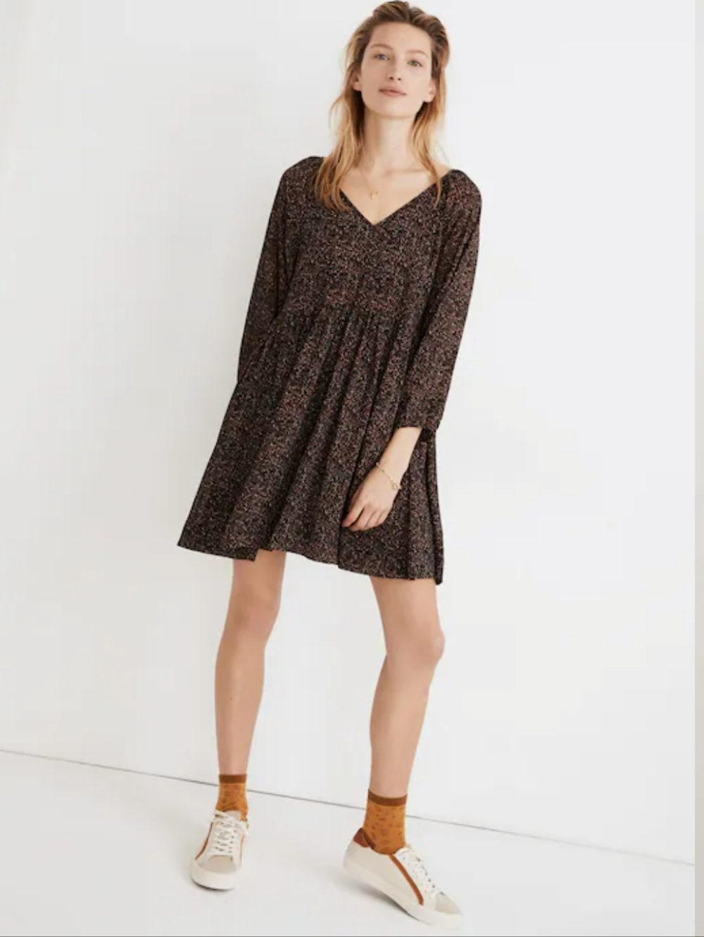 Madewell Crinkle Georgette V-neck Babydoll Dress